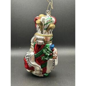 Vintage Golf Bag Christmas Ornament Glass Golf Clubs Novelty Golf Lover Decor